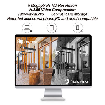 Cámara de seguridad al aire libre, cámara de vigilancia inalámbrica cámara CCTV de 5 megapíxeles para el hogar,