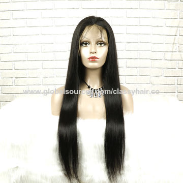 China Natural Black Silky Straight Human Hair Full Lace Wig 13x4