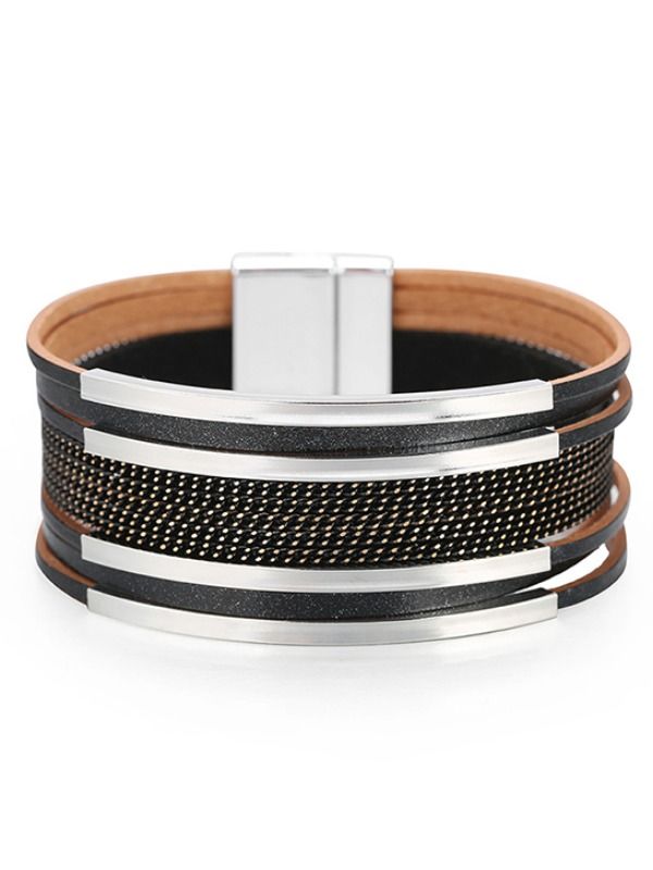 Womens Leather Bracelets Magnetic Clasp Imitated Genuine Leather Bracelet -  China Magnetic Clasp Bracelet and Leather Bracelets price