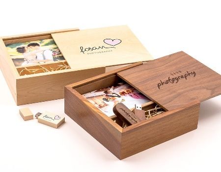 Without USB Wooden Box Light, No Decor Print & USB Flash Drive Box Personalize Flash Drive Photo Box Gift,Wedding Box Proof Box for Photography,Photo Box