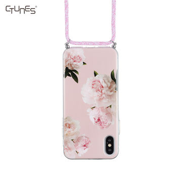 Crossbody Phone Case Necklace - Flower (Pink)