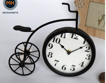 China Metal Desk Clock New Design Bicycle Shape Air Custom Table