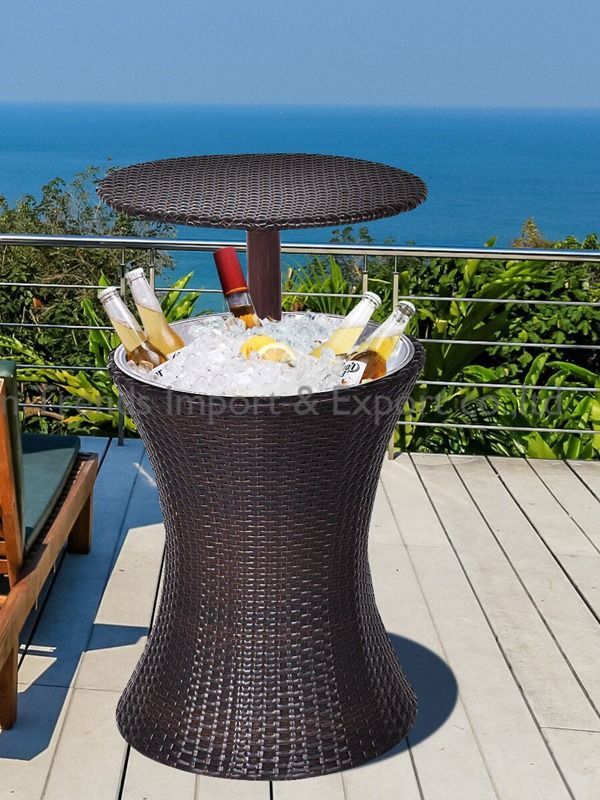 China Party Deck Pool 3 in 1 adjustable black outdoor beer PE rattan