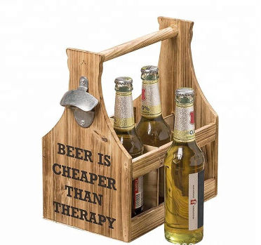 Weekend essential Wooden Beer Crate / Beer carrier with bottle