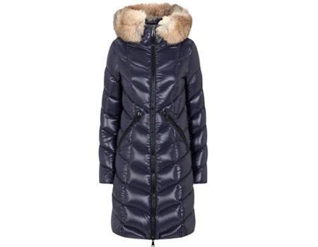 ladies long padded coat with fur hood