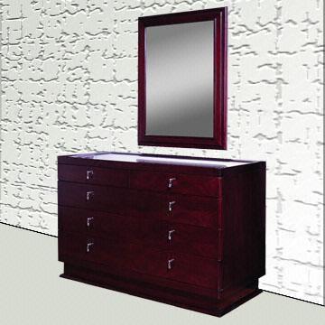 Bedroom Dresser With Mirror In Solid Wood Or Mdf With Black Walnut