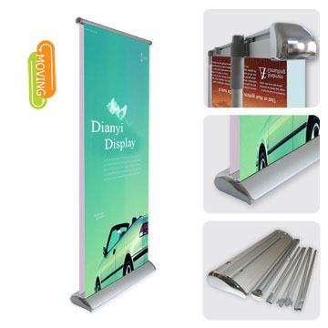 Single-sided Scrolling Roll Banner Stand with Motor, Suitable for 