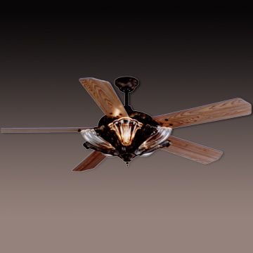 52-inch Ceiling Fan in Antique Gold Finish with Five Non-UV Weathered ...