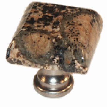 Ideal for kitchen units Pushka Home Antique Labrador Brown Round Granite Kitchen cupboard door knob Sold individually. 40mm diameter luxury granite cabinet knob with satin brushed metal base Suits doors up to 21mm