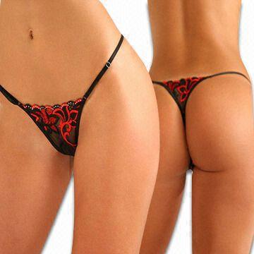 Buy Standard Quality China Wholesale Very Sexy Embroidered G-string/thong  Panties With Red Embroidery And Adjustable Size Direct from Factory at Yiwu  3D Underwear Factory