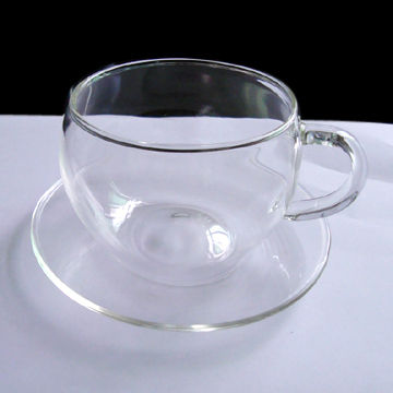Crystal-clear Glass Cup and Saucer with Capacity of 250ml 
