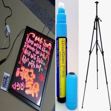 Tableau D'Écriture LED Effaçable + 8 Stylos Fluorescents Clignotants, Panneau Publicitaire Néon LED, Pour Message, Menu