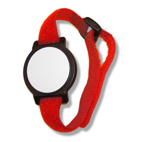 Bracelet RFID avec bande Velcro rouge, MIFARE Classic® 1K, fréquence 13,56MHz
