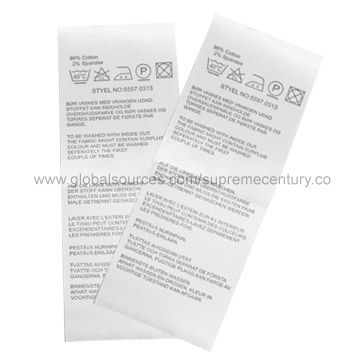Washable Stain Care Label for Garment, with Heat Cut Finish | Global ...