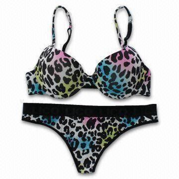 Buy Standard Quality Hong Kong SAR Wholesale Bra And Panty Set/string Underwear  Set With Colorful Leopard Print, Available In Different Sizes Direct from  Factory at Lico (Macau) Limited