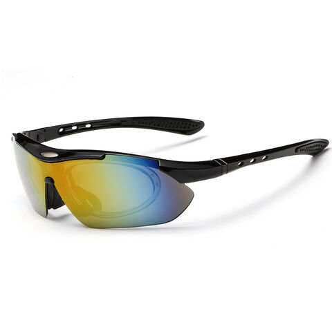 Unisex Sport Sonnenbrille mit austauschbaren Gläsern und Überbrille für optische Gläser