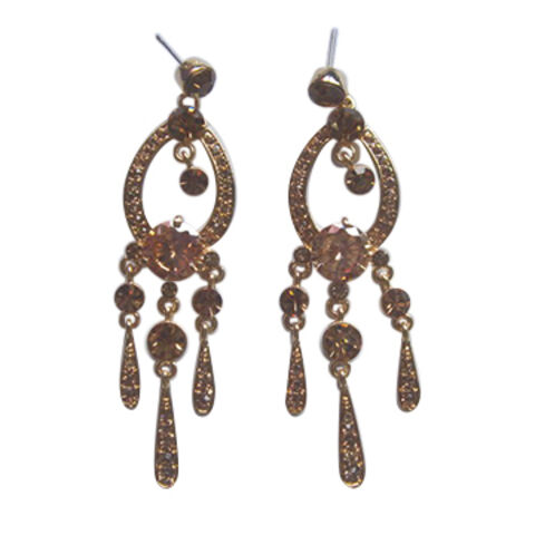 Boucles d'oreilles pendantes entièrement en strass pour femmes - Bijoux de mode en gros for sale at factory direct price