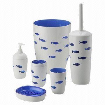 fish bathroom accessories sets Locco Decor 4 Piece Acrylic Liquid 4D Floating Motion Vanity Accessory Set Ocean Cartoon Animal Theme Toothbrush Holder, Tumbler, Soap Dispenser, Soap Dish : Home & Kitchen Mike and Ally Luxury Enameled
