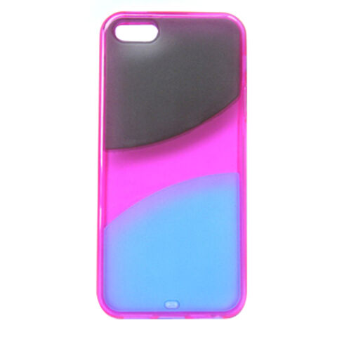 Hybrid Flexi Skin Covers for iPhone 5SE, Pink and Smoke, Customized Logos are Accepted
