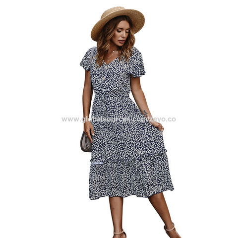 Lucky Girl Womens Two Tone Patterned Short Summer Dress