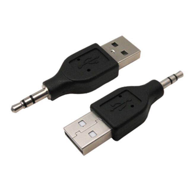 3,5-mm-Klinkenstecker auf USB 4A-Stecker mit vernickeltem USB-A-Stecker und weißem Isolator, entspricht internationalen Standards.