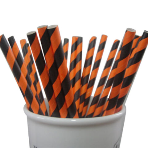 Papierstrohhalme mit zweifarbigen Streifen, ideal für Partys und Bankette, kleine Mengen verfügbar