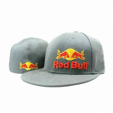 Men's Baseball Cap, Grey Color Wool With Acrylic, Red Bull