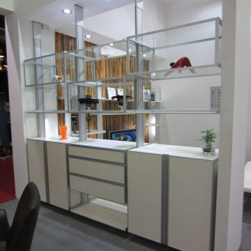 Glass store divider cabinet