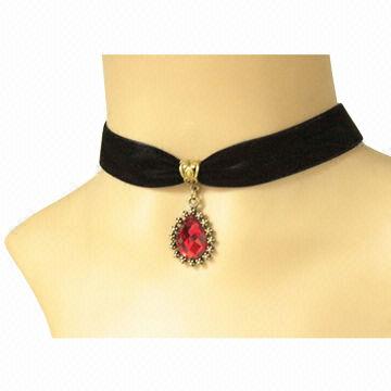 Buy China Wholesale Classic Red Gemstone Pendants Black Lace Chokers For  Women & Classic Red Gemstone Pendants Black Lace Chokers $3