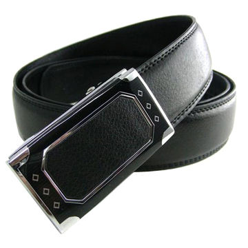 35mm Wide Black Stylish Leather Slide Belt with Ratchet Buckle for Men ...