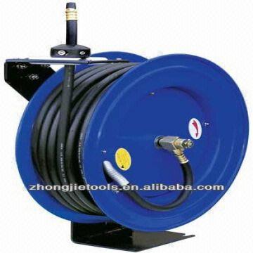 AAIN 1/2" X 50' Steel Air Hose Reel – Retractable, Auto Rewind, 300 PSI Max – Blue