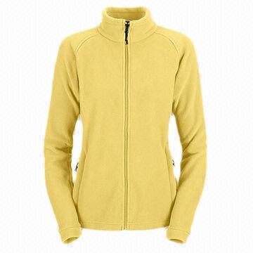 China Bright yellow women's polar fleece jackets without hood/anti