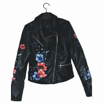 patterned leather jacket