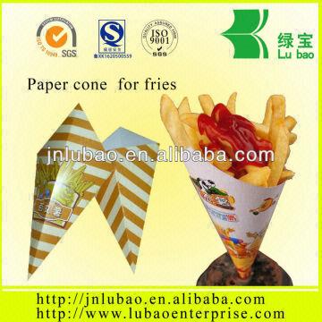 Paper Cone Shape Potato Chips Packaging Box for Fast Food French Fries Food  Packaging Box