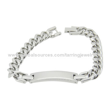 Medical Alert ID Bracelet, Size of 7.5 to 8.5 Inches, Stainless Steel Chain Bracelets for sale at factory direct price