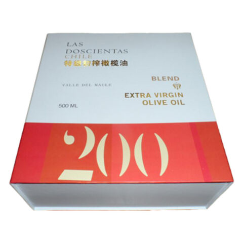 Boîte cadeau en carton, pour huile d'olive de luxe, design en forme de livre, marquage à chaud doré