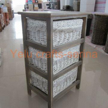 White Willow Rattan 2 Chest Of Drawers Basket Cupboard Wood