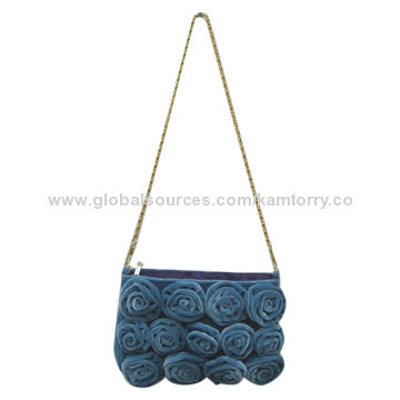 Velvety floral evening bag for sale at factory direct price