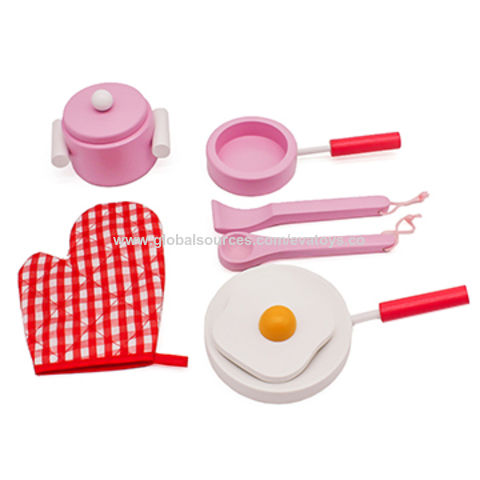 Wooden Mini Kitchen Cookware Pot Pan Cook Pretend Play Educational House  Toys For Children Simulation Kitchen Utensils Girls Toy