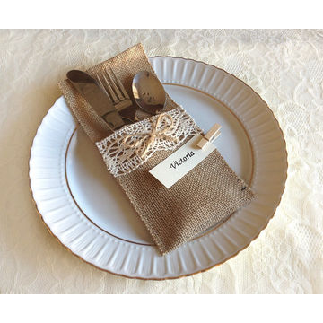 Buy Wholesale China Burlap And Lace Rustic Silverware Holder, Wedding ...