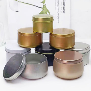Metal Round Candle Tins with Lids 4 oz, Candle Containers for