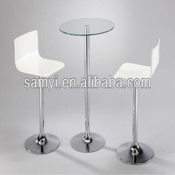 glass bar table and stools