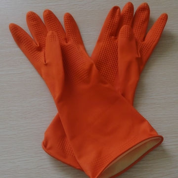 rubber orange gloves