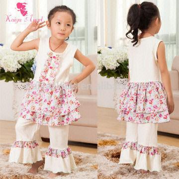 2022 Spring Autumn New Casual 3 4 6 8-12 Years Trousers Embroidery Flower  Elastic Wide Leg Flared Long Pants For Baby Kids Girls