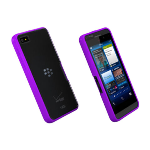 Fundas Híbridas Flexibles para Parachoques de BlackBerry Z4, Color Negro, Logotipos Personalizados son Bienvenidos