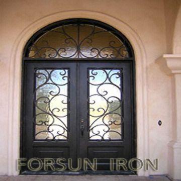 Luxury Wrought Iron Double Door With Arched Transom For Villa Luxury Wrought Iron Double Door With