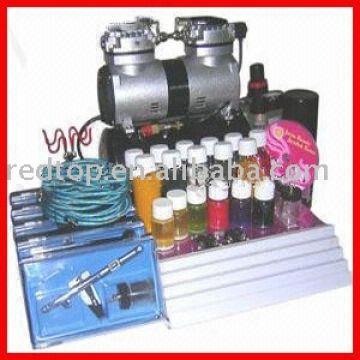 PointZero Complete Temporary Tattoo Airbrush Set  6 Airbrushes with  Compressor and 300 Stencils  Point Zero Airbrush
