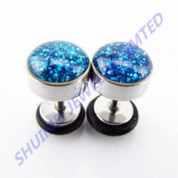 TT 8/10mm Surgical Steel Batman Fake Ear Plug Earrings Silver
