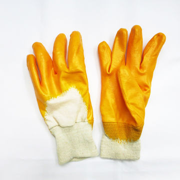Yellow Latex Dipped Nitrile Coated Work Gloves Safety Working
