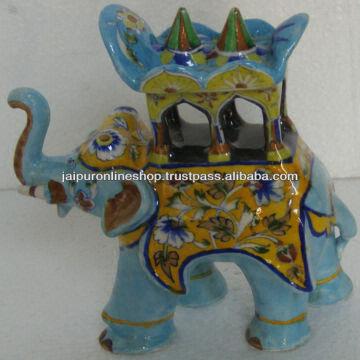 Designer Blue Pottery Home Decor Items Blue Pottery Elephant